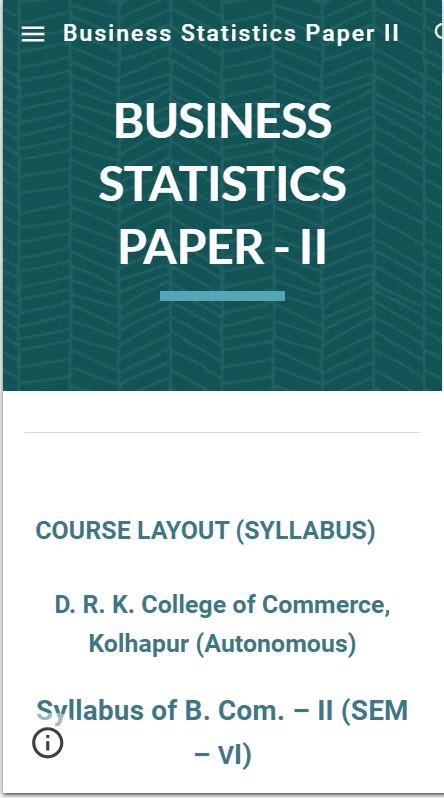 B. Com. II Sem. IV Business Statistics Paper II E-Content...
